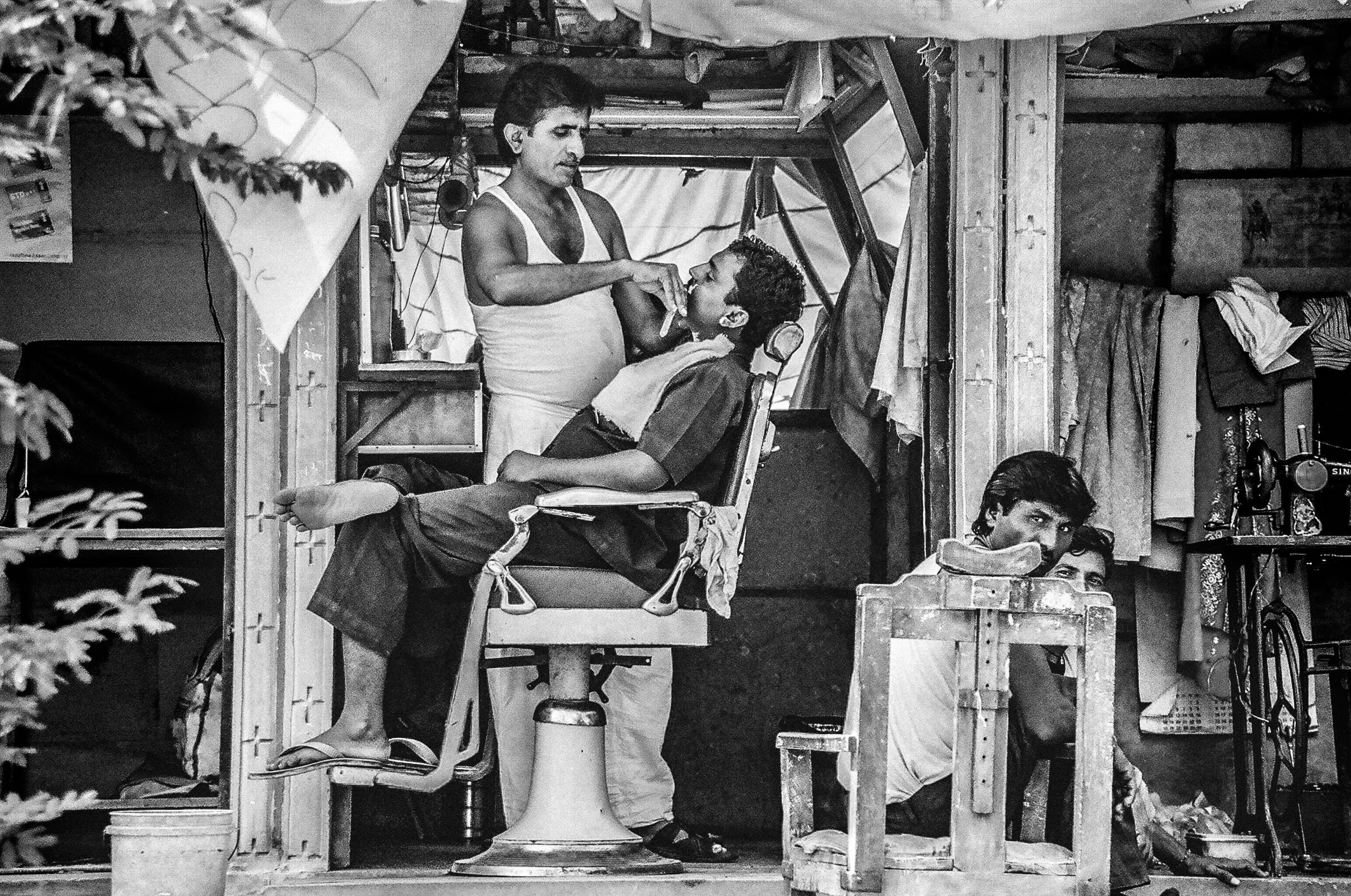 monochrome street barber